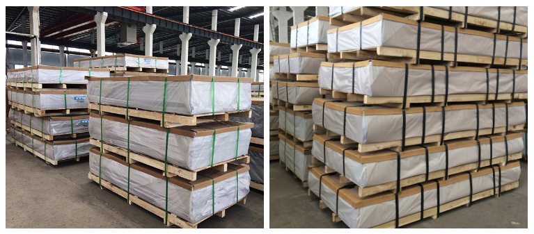 Packaged aluminum sheets staged for sea transportation from major ports